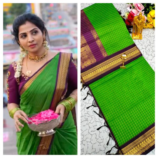 Checked Kalyani Cotton sarees 001