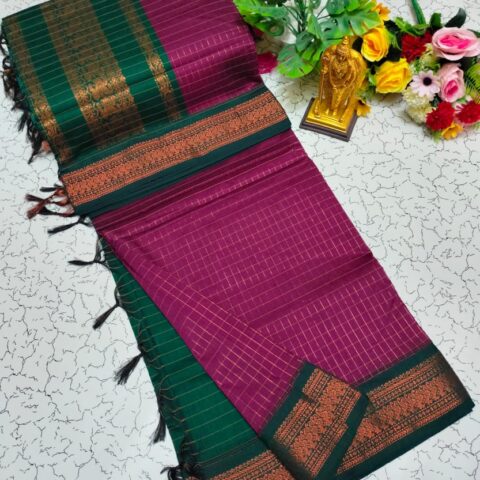 Checked Kalyani Cotton sarees 010