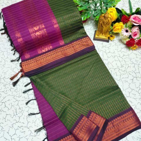 Checked Kalyani Cotton sarees 017