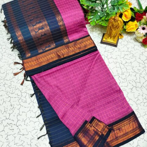 Checked Kalyani Cotton sarees 019