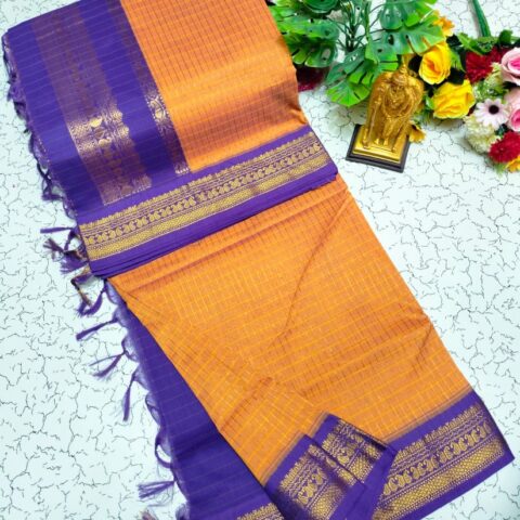 Checked Kalyani Cotton sarees 030