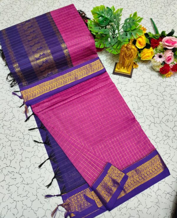 Checked Kalyani Cotton sarees 043