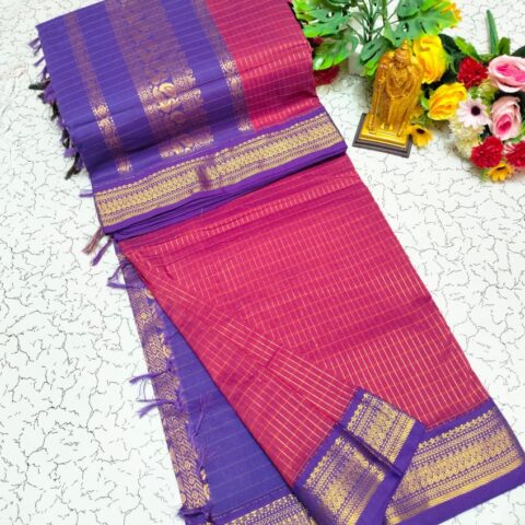 Checked Kalyani Cotton sarees 046