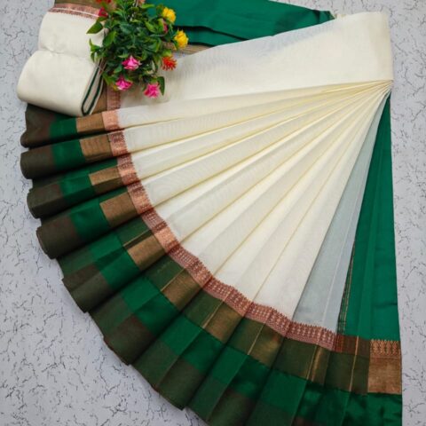 Korvai Border Silk Cotton Sarees 036